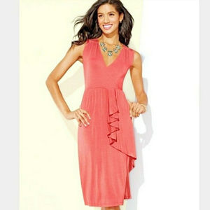 Avon coral faux wrap dress sleeveless